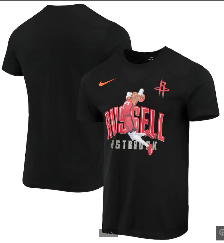 2020 NBA Men Russell Westbrook Houston Rockets Nike Hero Performance TShirt  Black